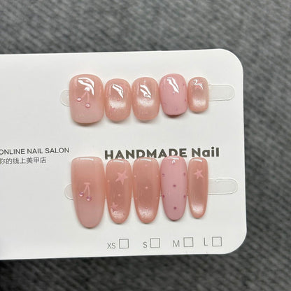 Soft Nude star dot press on Nail