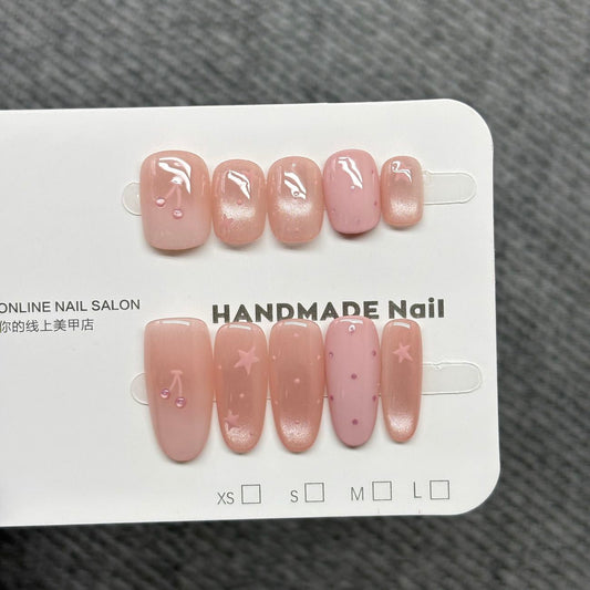 Soft Nude star dot press on Nail